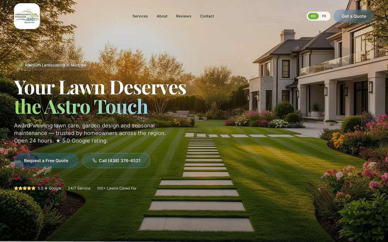 Paysager Astro — Landscape Design · Quebec website designed by Simplex Solutions