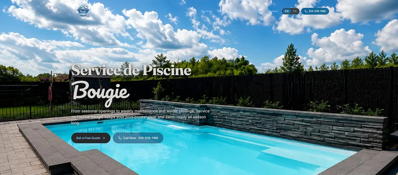 Service de Piscine Bougie — Pool Services · Demo Build website designed by Simplex Solutions