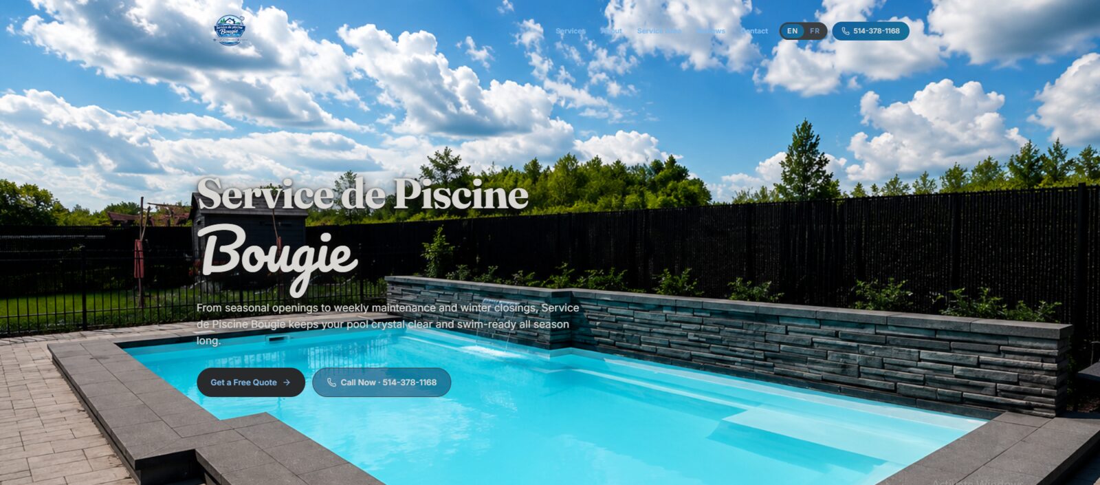 Service de Piscine Bougie — Pool Services · Demo Build website designed by Simplex Solutions